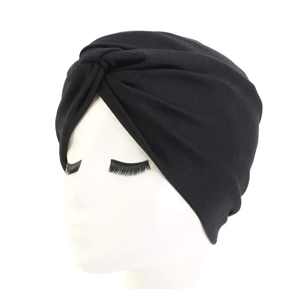 Winter Hair Wrap Jersey Cotton Black