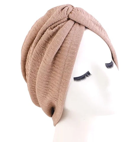 Winter Hair Wrap Crinkle Fabric Beige