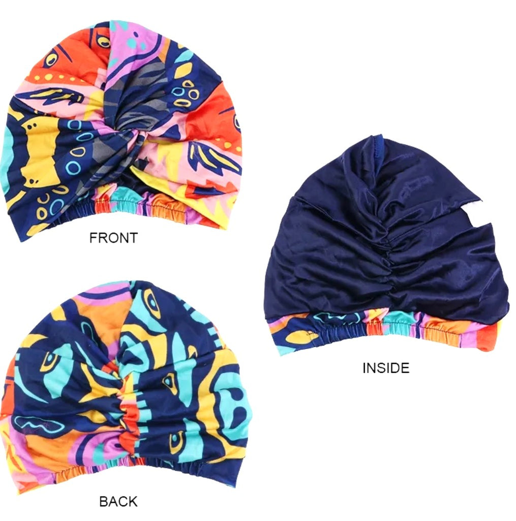 Deluxe Hair Wrap Tie Dye Hot Pink Satin Lining –