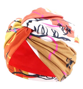 Deluxe Hair Wrap BoHo Orange Satin Lining