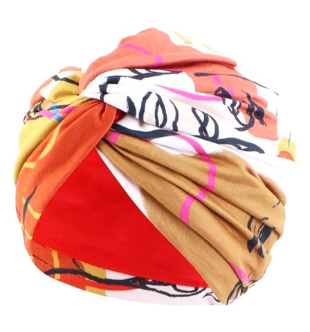 Deluxe Hair Wrap BoHo Orange Satin Lining