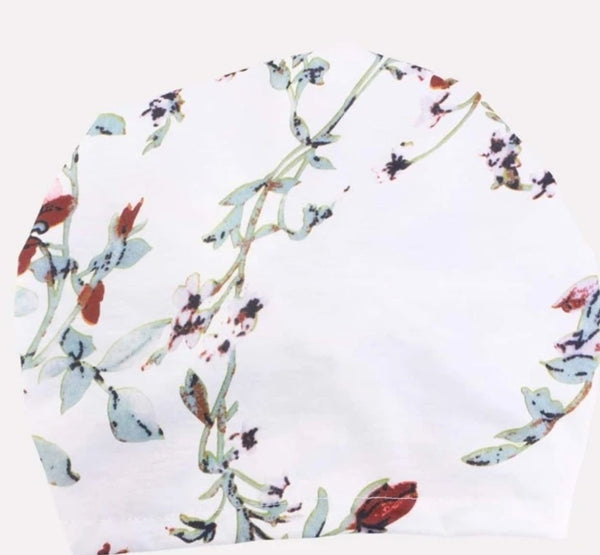 Hair Wrap White with large floral print