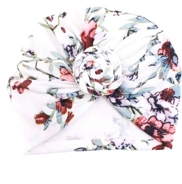 Hair Wrap White with large floral print