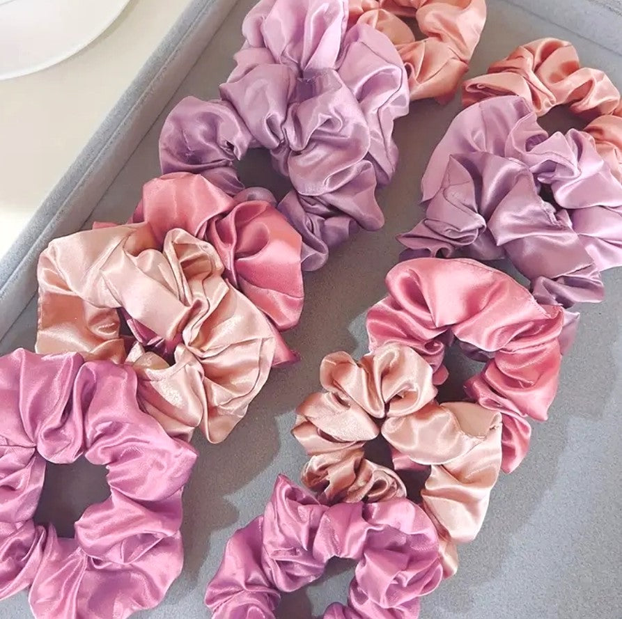 Curly Hair Scrunchies Satin Medium Sized Satin