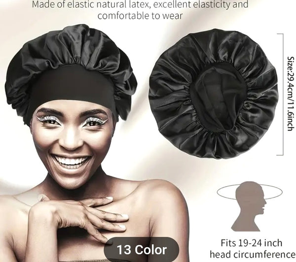 Satin Sleep Caps Wide Band In Plain Colours