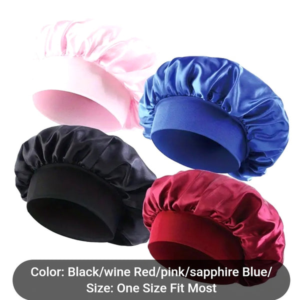 Satin Sleep Caps Wide Band In Plain Colours