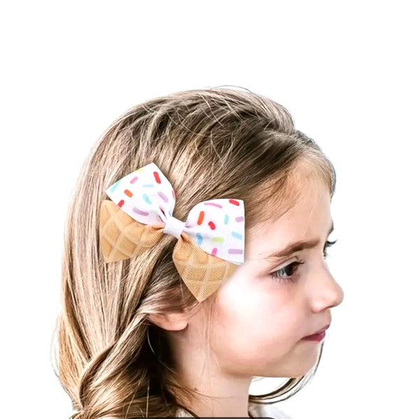 Kids Hair Bow Ice Cream & Sprinkles