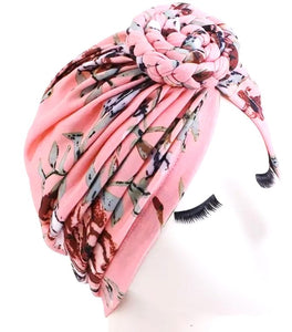 Hair Wrap Pink with large floral print