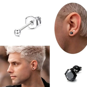 Men's Barbell Earrings Stainless Steel