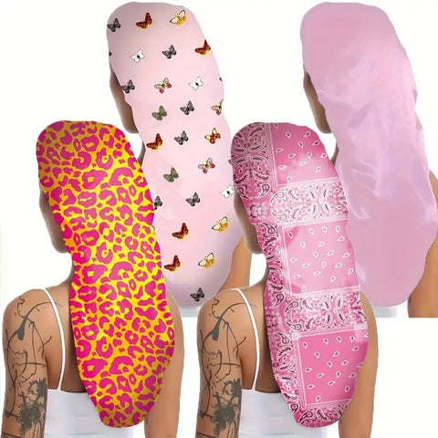 Satin Sleep Caps Long Hair Pink Collection
