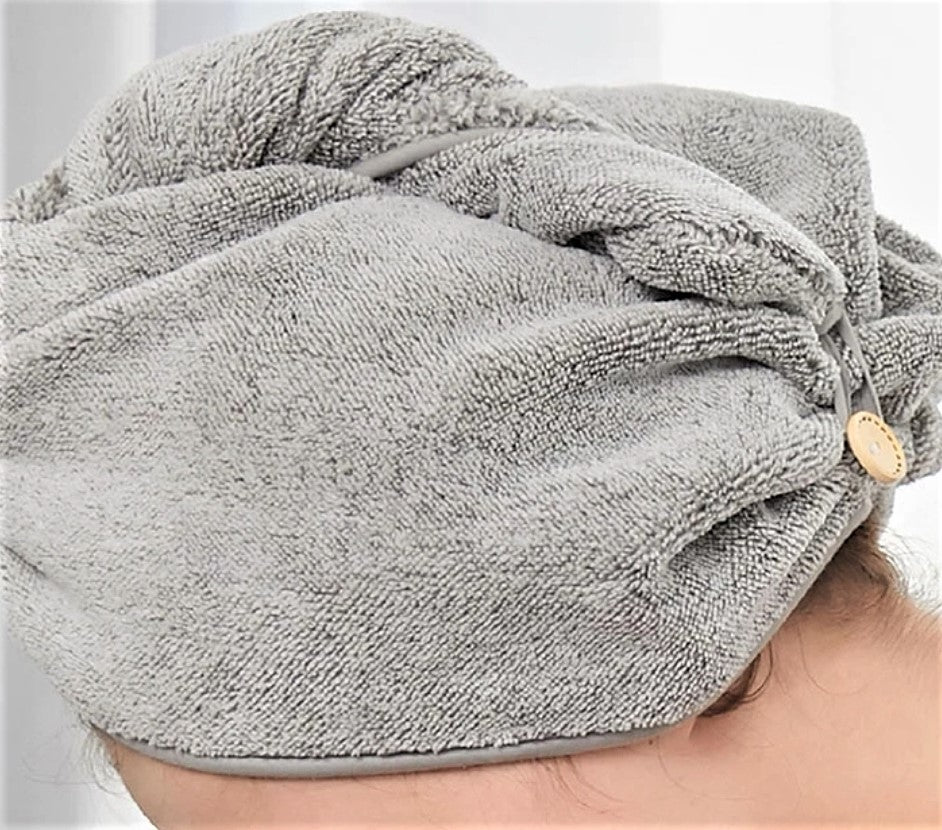 Micro Fiber Hair Towel Bamboo Super Deluxe Grey