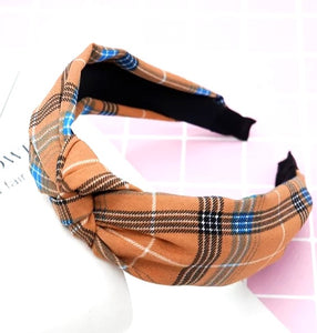 Headband Tartan print in Mustard