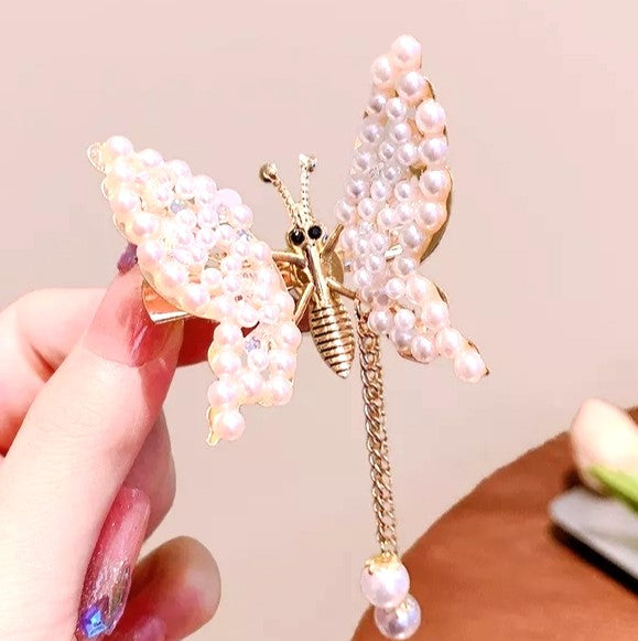 Butterfly Hair Clip Faux Pearl