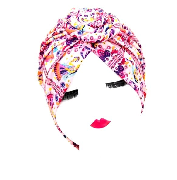 Hair Wrap Pink Boho print