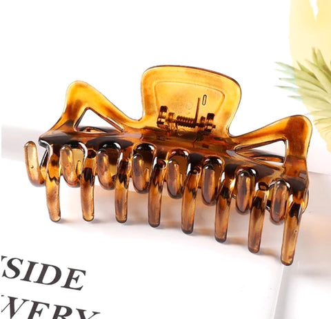 Hair Claw Clip Clear Tan