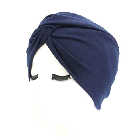 Winter Hair Wrap Jersey Cotton Navy